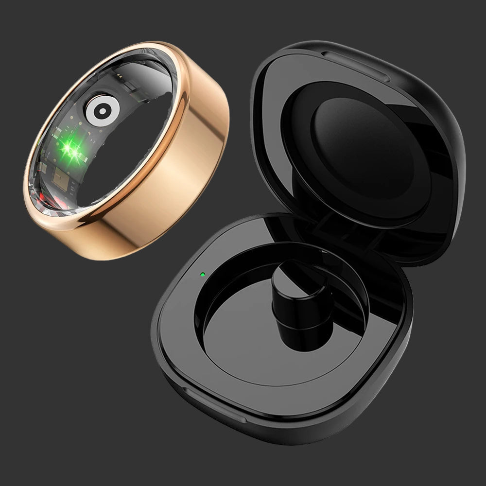 -R02 Smart Ring with Charging Case for Men Women, Battery Life, 39 Days, Health Monitor, 5ATM Waterproof, Multi-Sport Mode